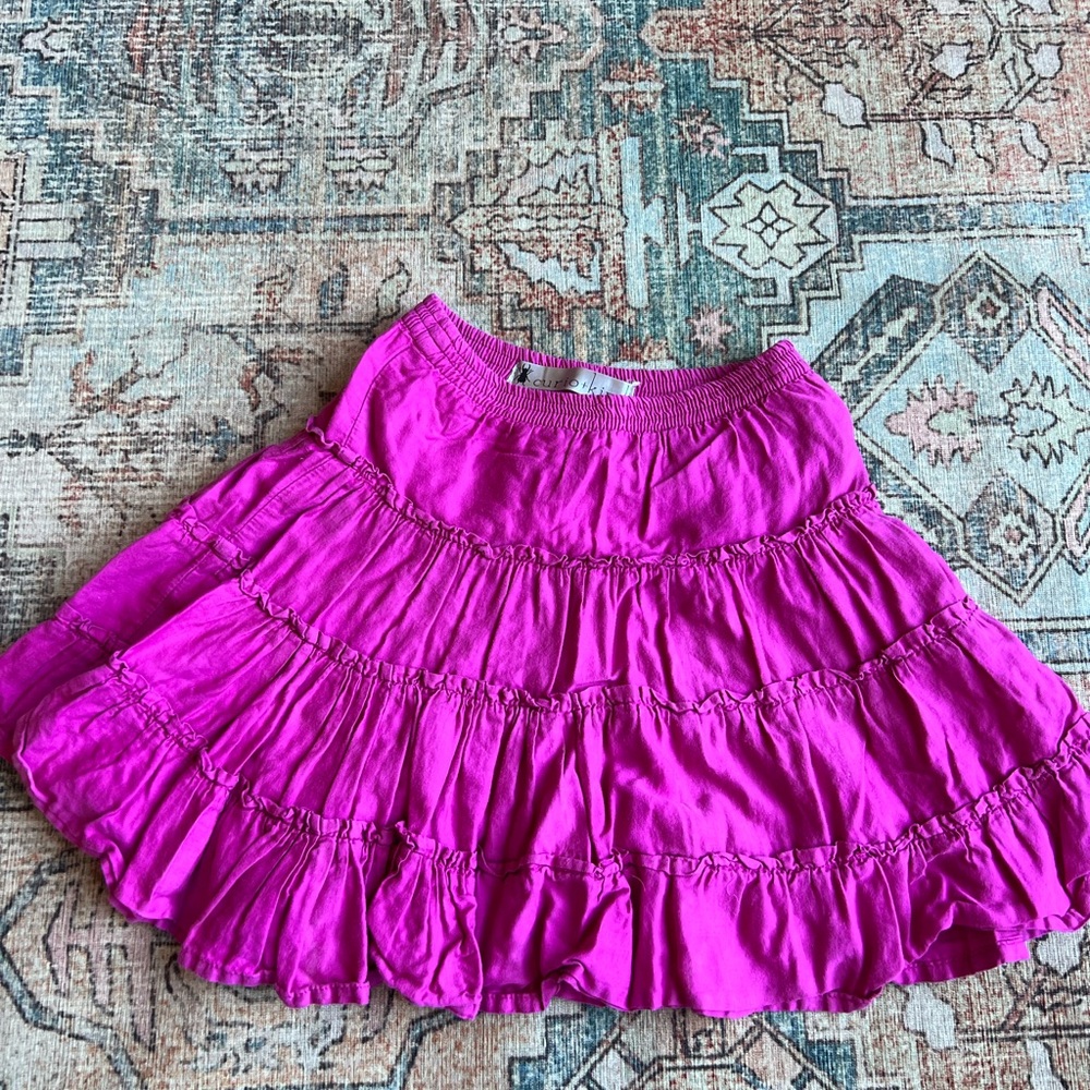 Girls Tiered Circle Skirt in Bright Fuchsia sz 5 twirl festival